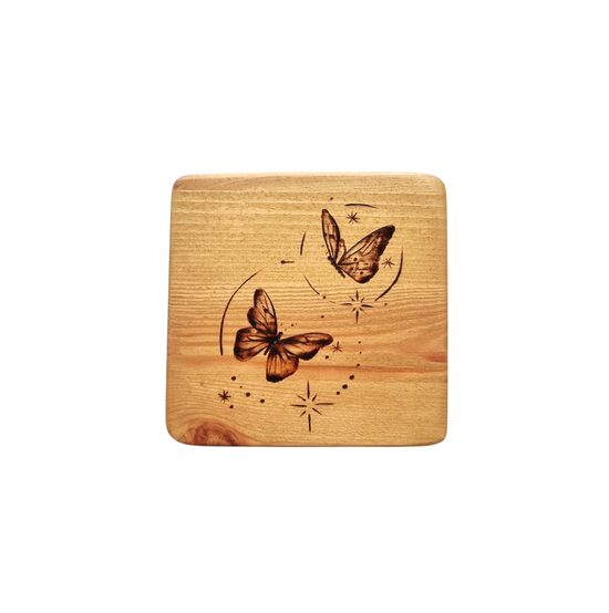 Priedes koka krūžu paliktnis "Taureņi"