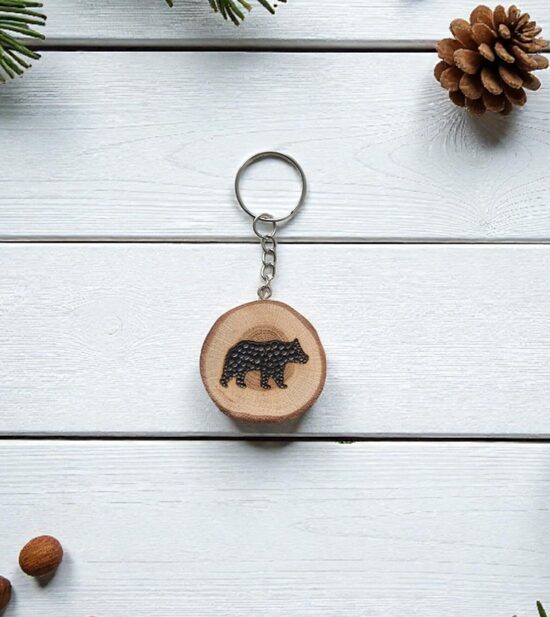Oak wood keychain