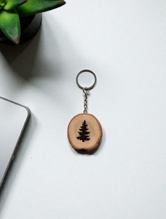 Oak wood keychain