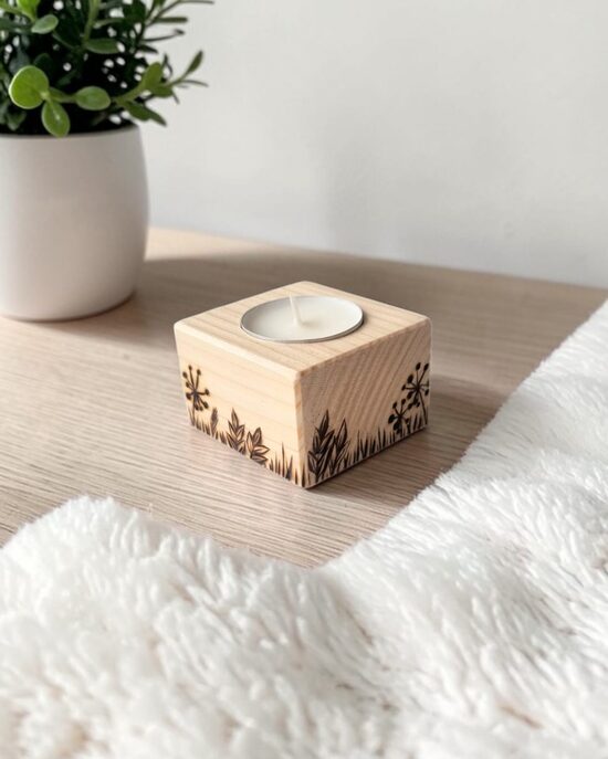 Wooden candle holder