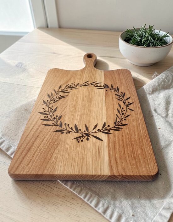 Ozolkoka dēlītis ar gravējumu "Ziedu vainags"