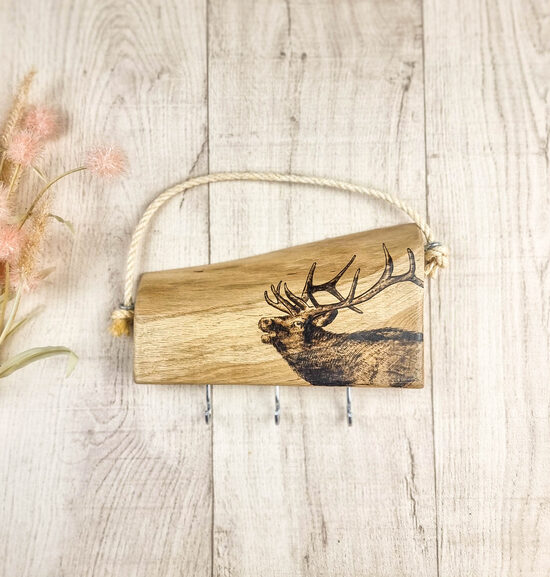 Oak wood key holder